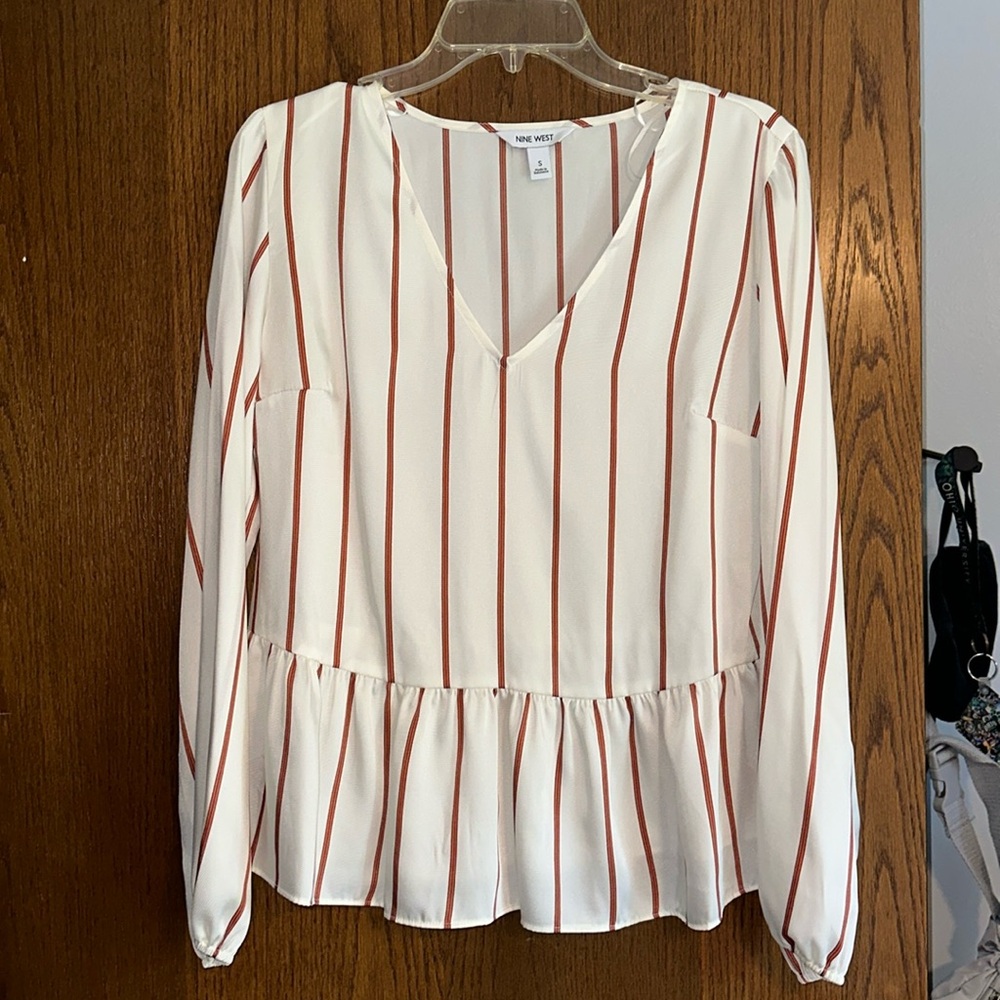 NINE WEST white striped blouse